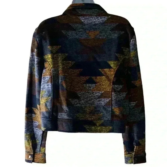 LuLaRoe Motorcycle Style Asymmetrical Aztec Print Jacket Zipper Pockets Size L - Picture 4 of 12